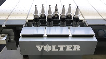 VOLTER 4020 CNC Router with ATC v-grooving and cutting ACP (Aluminium Composite Panel)