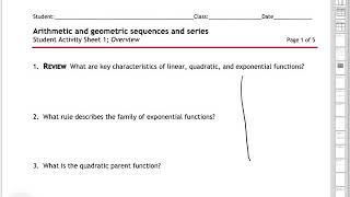SAS 2: Exploring “Arithmetic Sequences & Series” Part 1