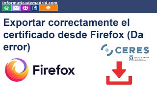 Exportar certificado desde Firefox - Se produjo un fallo por motivos desconocidos - DA ERROR