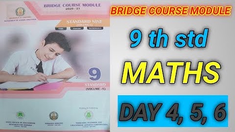 #9Th std #MATHS #BRIDGE COURSE MODULE #DAY 4, 5, 6...