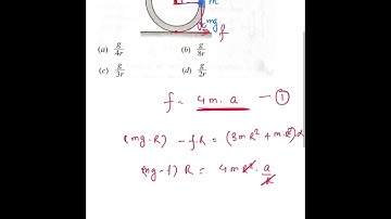 A small block of mass ‘m’ is rigidly attached at point P to a ring of mass ‘3m’ and radius ‘r’. Sy