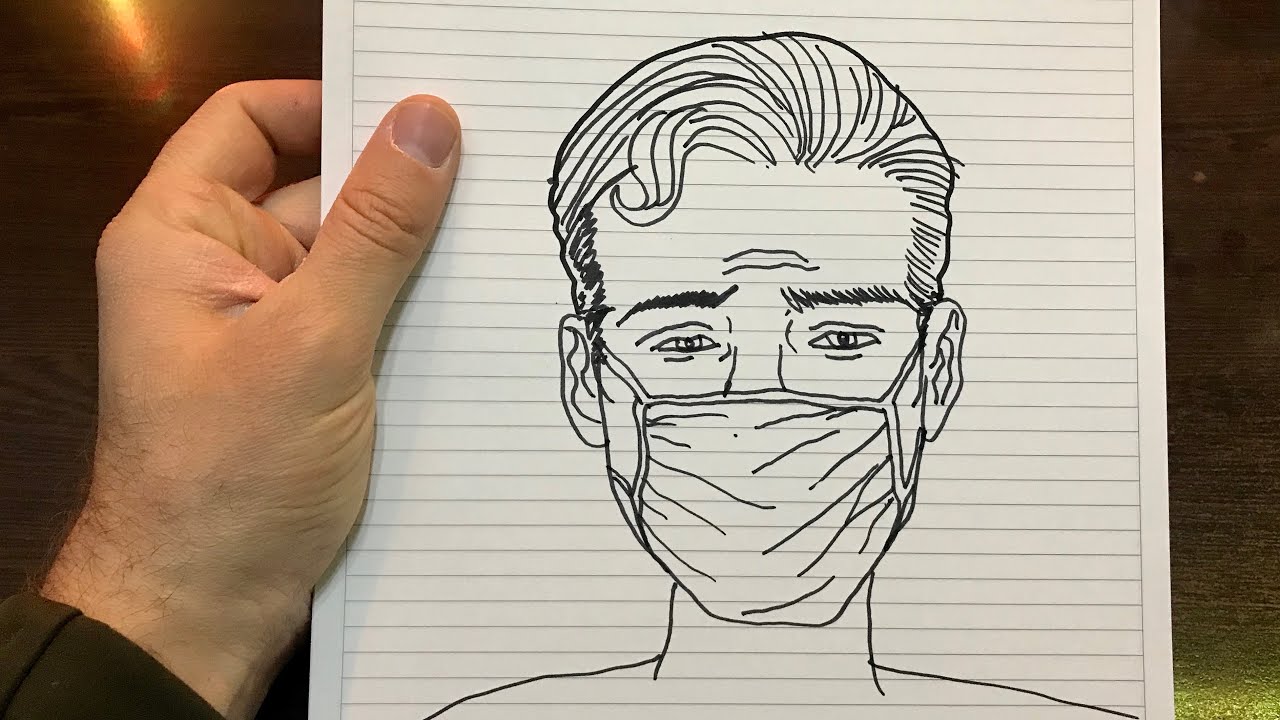 Coronavirus - Masked Man Drawing