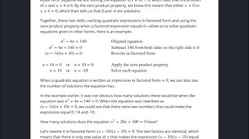 Algebra 1 Unit 7 Lesson 9 Summary
