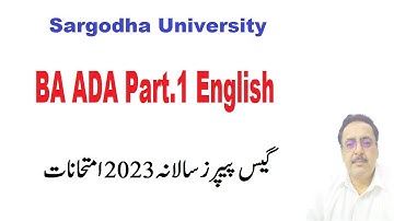 BA ADA Part.1 English Guess Papers Annual 2023 Exams Sargodha University
