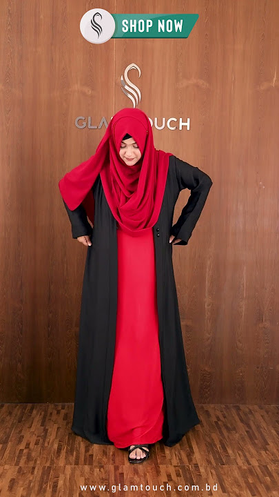 Shrug Abaya -Black Red