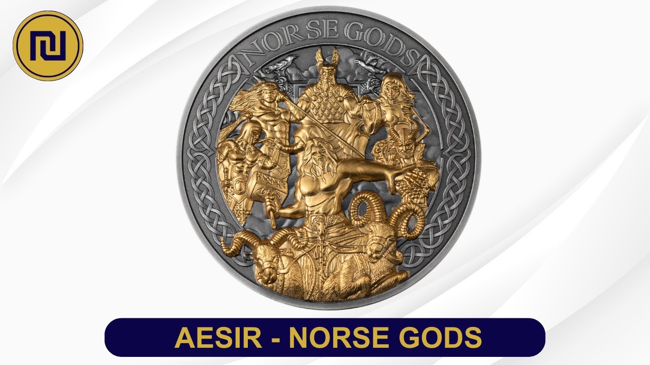 Norse Gods - The Aesir Gold Plating 5 Oz Silver Coin