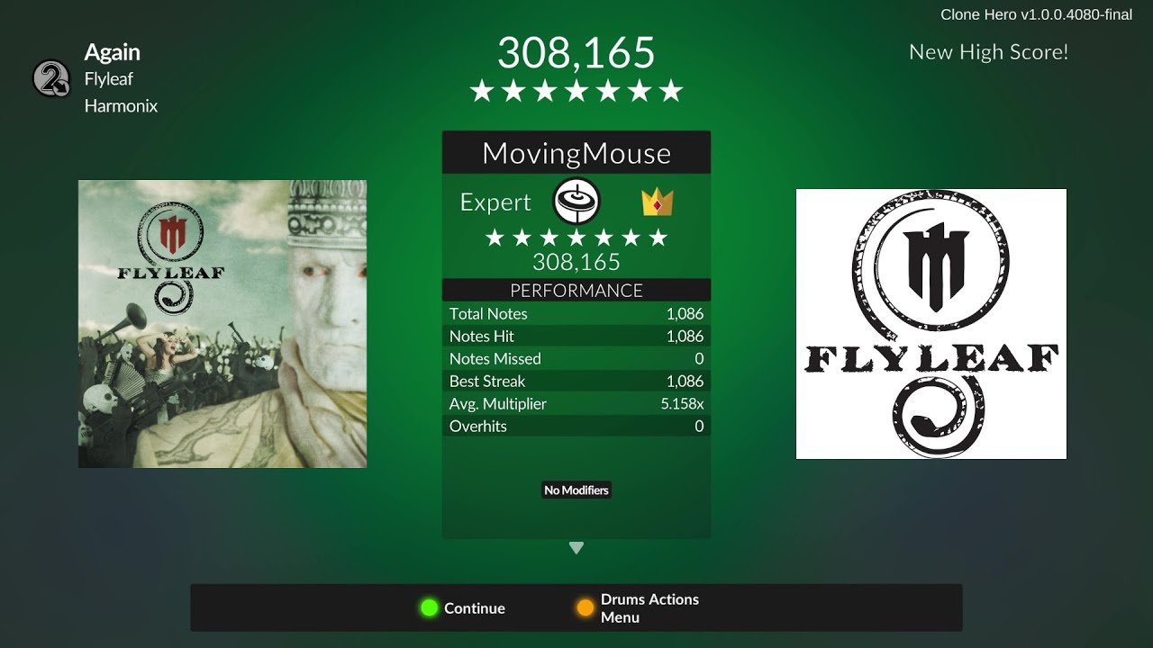 Again - Flyleaf - 100% FC Expert Drums - Clone Hero - YouTube