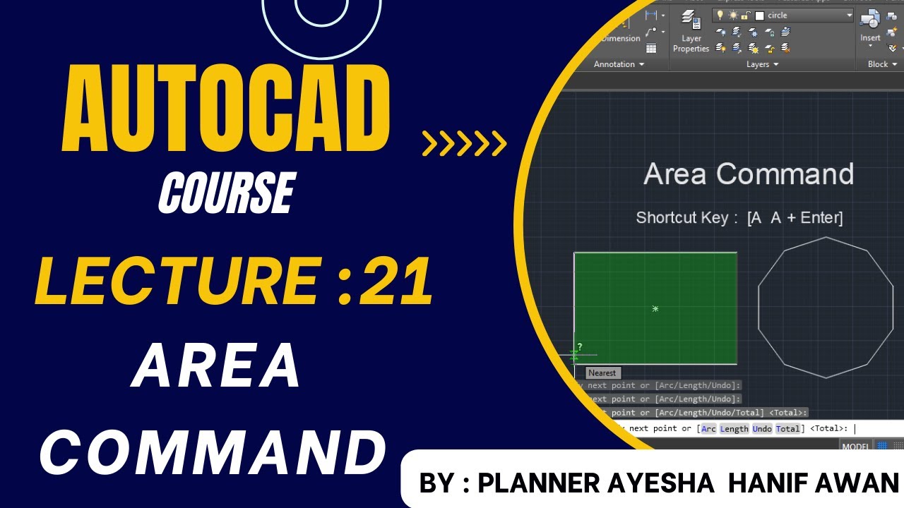 |Area Command|AutoCAD Course [Lecture:21] #area #command #shortcutkeys ...