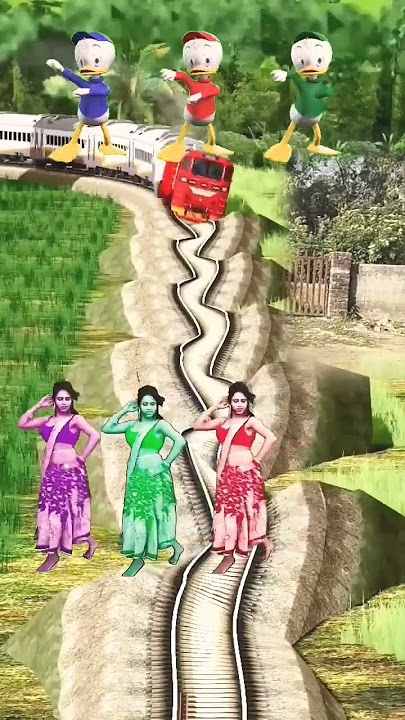Fanny moy moy three dancing girls stop the train #tranding #viralshort #ytshorts #vfxajeet