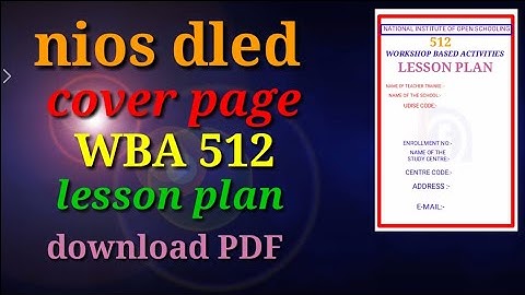 WBA 512 download front page and format of lesson plan