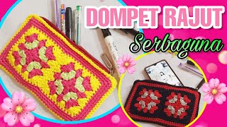 DOMPET RAJUT SERBAGUNA!! How to crochet Multipurpose Pouch with Granny Square Pattern..^^