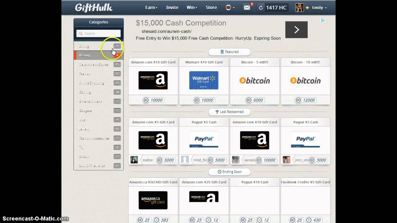 earn points fast gifthulk