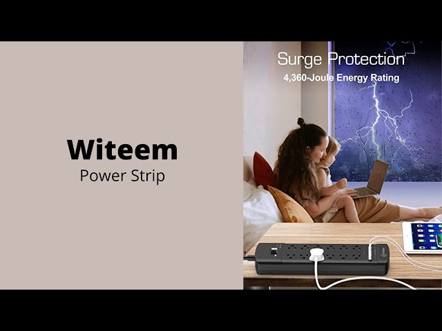 Witeem | Surge Protector with 12-Outlet (1875W/15A,4360 Joules