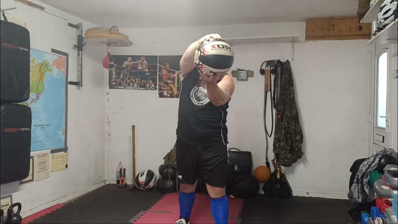 boxing rolling medicine ball punch exercise