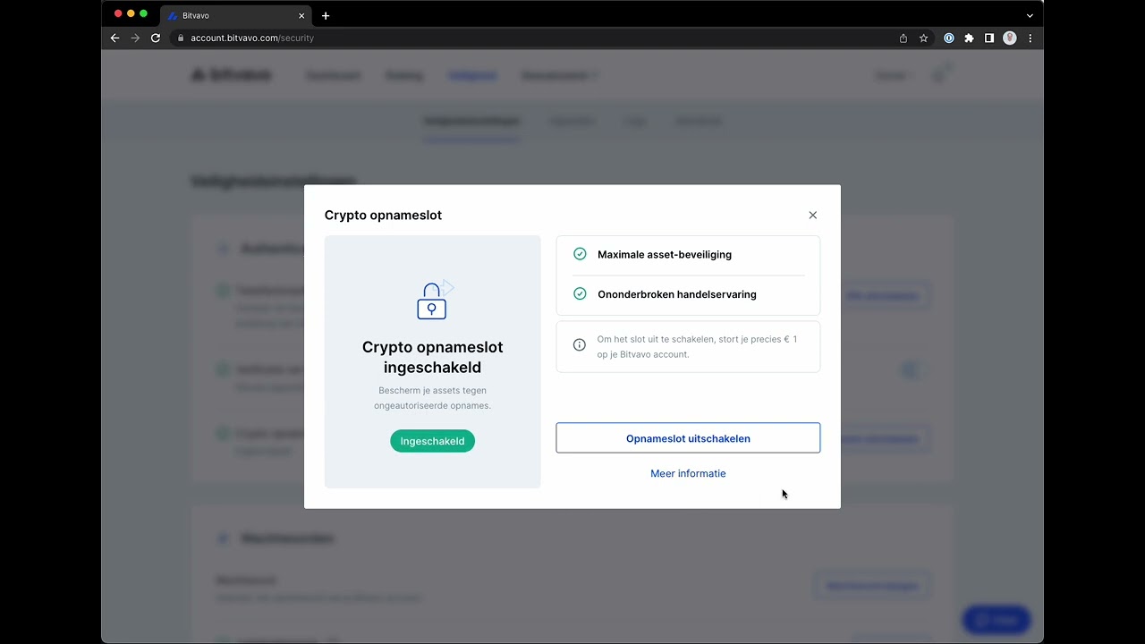 Wat is het proces voor het uitschakelen van crypto opnames? – Bitvavo  Helpcentrum
