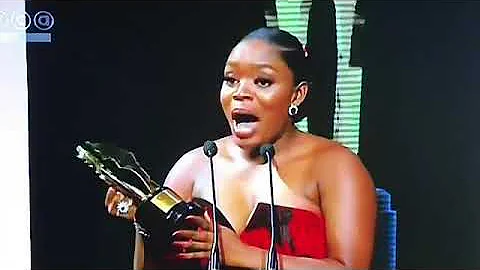 #BzbTV: Bisola Aiyeola was super excited as she won the Trail Blazer Award at the #AMVCA2018