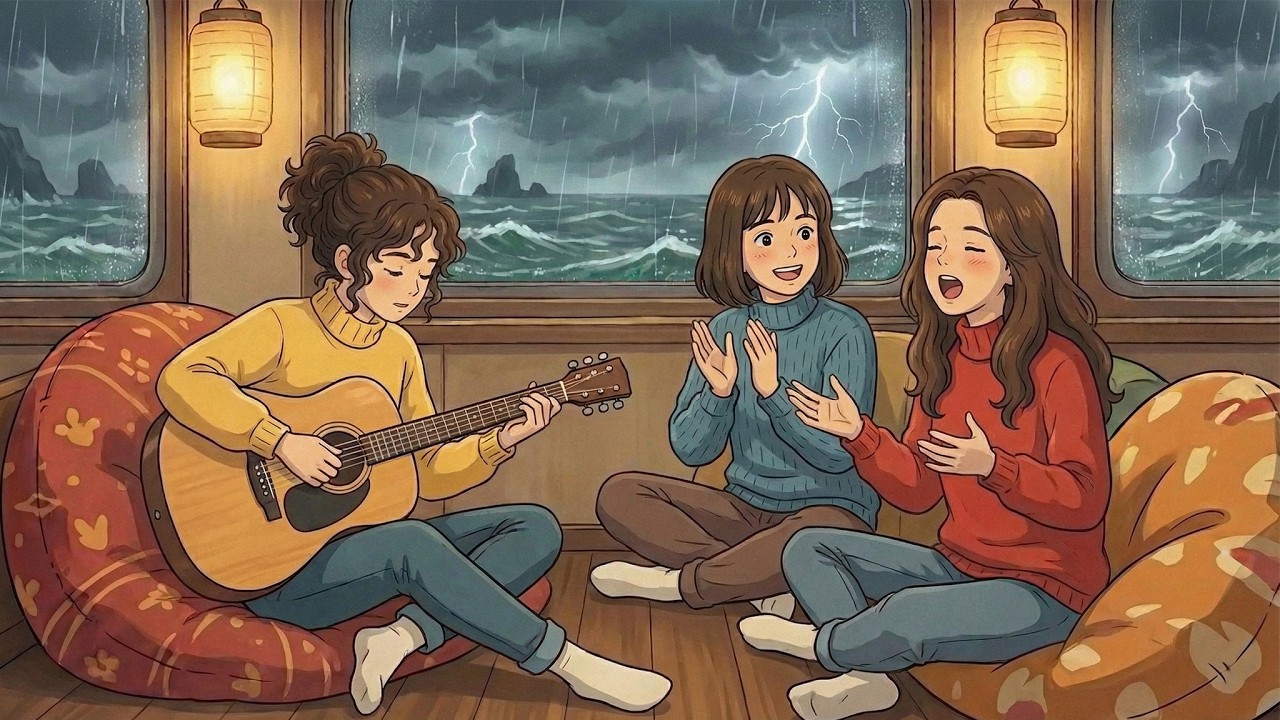 Cozy Room on a Rainy Train: A Moment of Reunion for Close Friends | Animation | Ghibli-Style Video