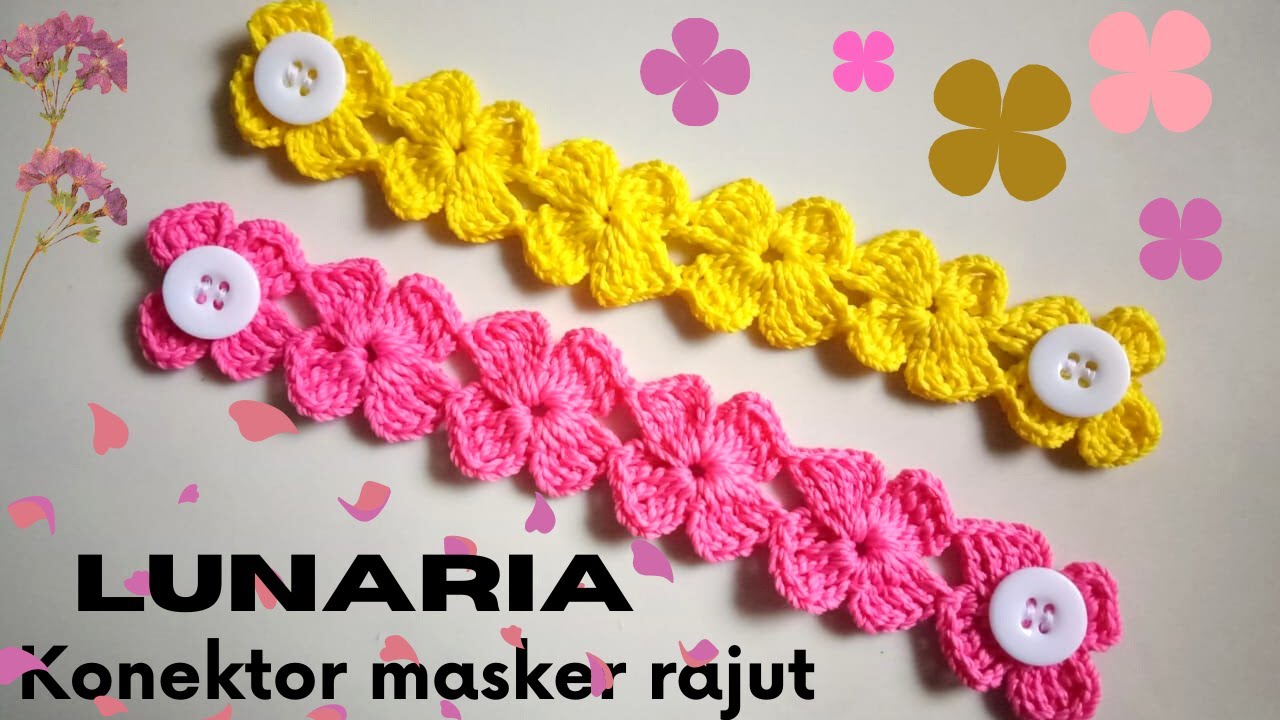 crochet | konektor masker rajut lunaria flower | mask connector