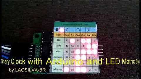 Amazing Binary Clock with Arduino and LED Matrix featuring Moon Phases