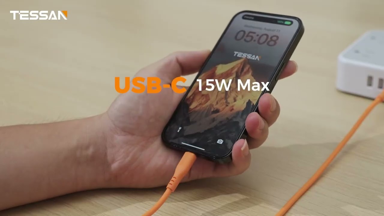 TESSAN Surge Protector Power Strip, 5 Ft Flat Plug Extension Cord with 3 USB