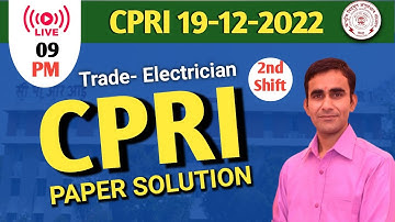 Live 9pm CPRI Paper 2nd Shift Technician Electrician full paper solution|| ITI Technician paper
