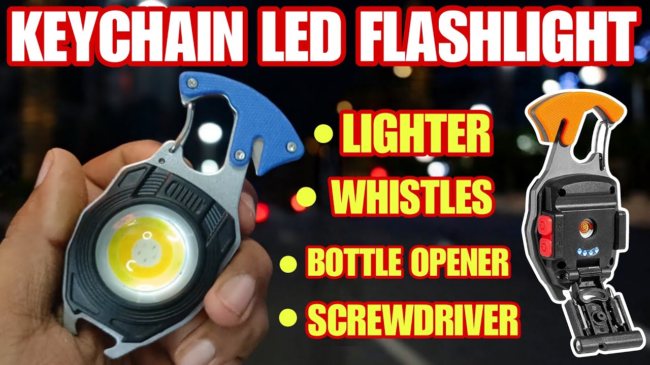 Multifunctional Keychain LED Flashlights With Lighter | Rechargeable Led Light Review