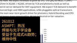 1012-ASMPT：热压焊接与光子学设备受益于生成式AI趋势；维持中性