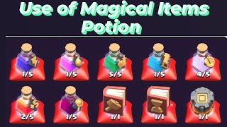 Use of Portion (Training Potion, Power Potion, Hero Potion, Builder Potion, Research Potion, etc. )