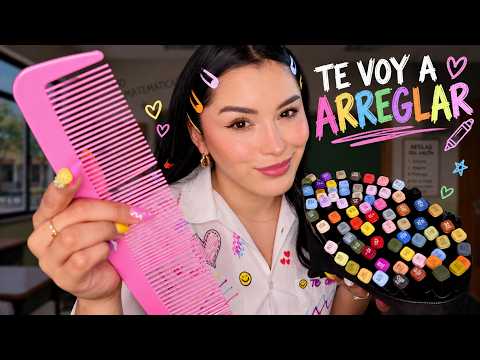 ASMR 4K 🖍️ La MORRA DE LOS PLUMONES te PEINA, Te Maquilla y Te Relaja en CLASE