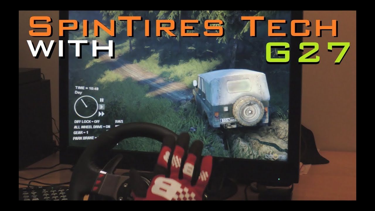Spin Tires new Jeep [UAZ] with G27 Steering Wheel (1080p, 2013) offroad gameplay demonstration