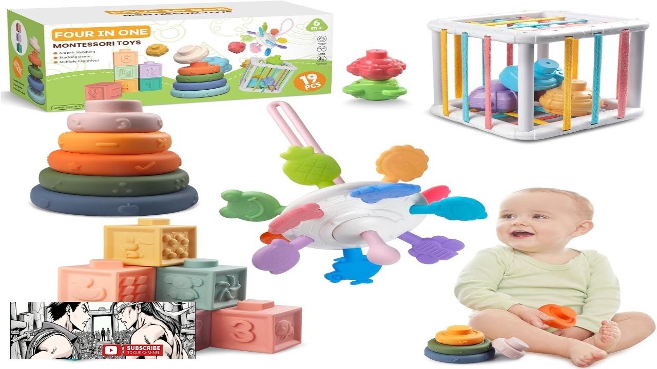 Montessori Baby Toys for Ages 6-18 Months Pull String Teether Stacking ...