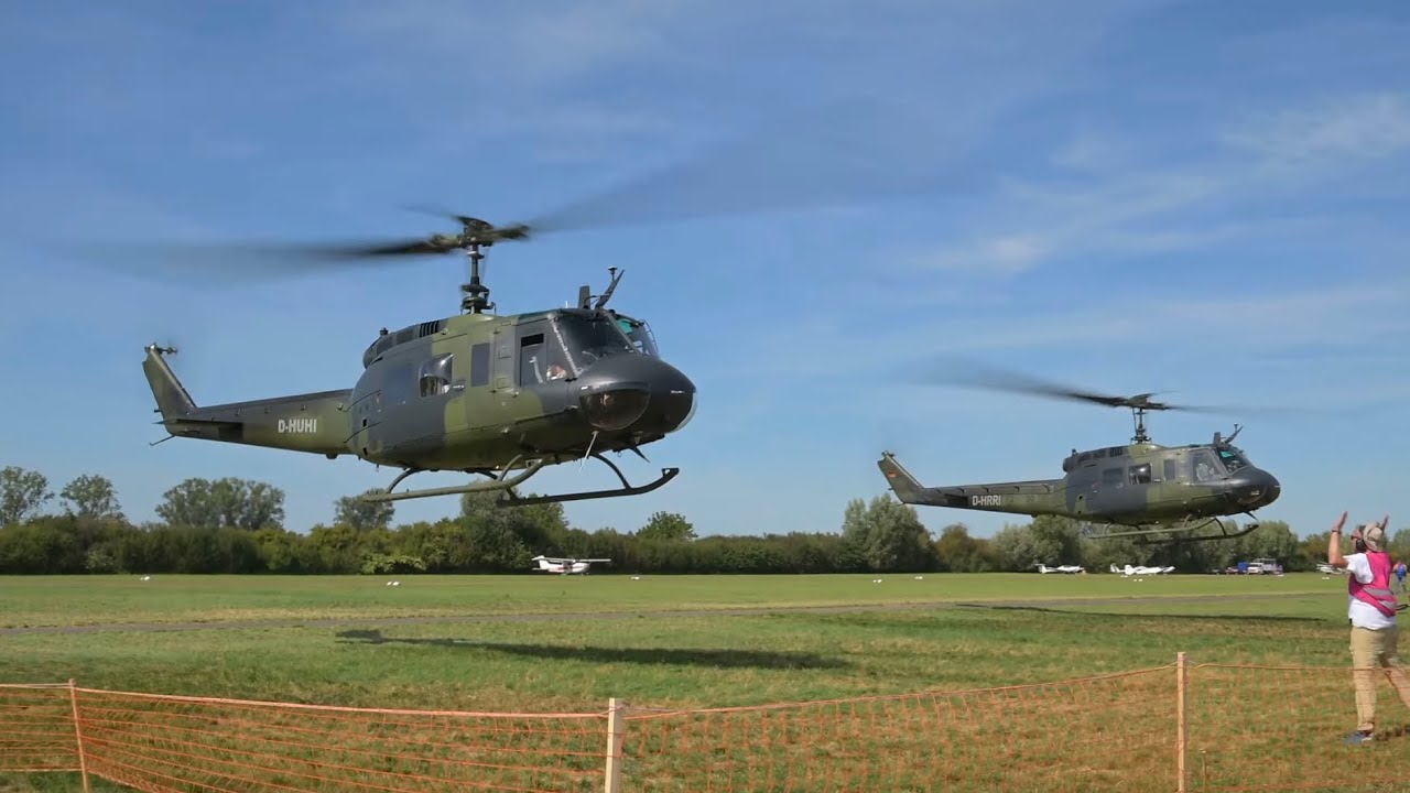 Flugplatzfest Weinheim 2025 | Doppelstart Bell UH-1D / Huey | D-HUHI & D-HRRI | LSV Weinheim