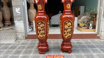 Cặp lục bình đục kênh bong dát vàng gỗ xà cừ đỏ .