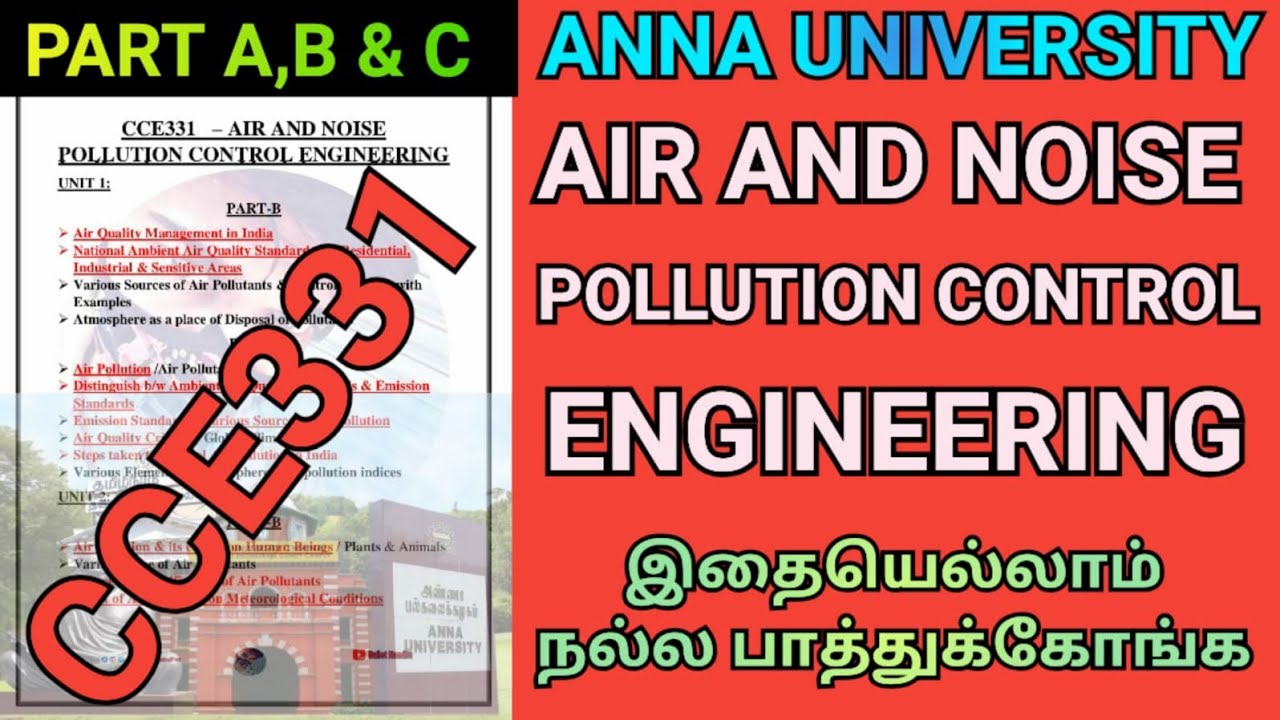 Air and Noise Pollution Control Engineering Important Questions Anna ...
