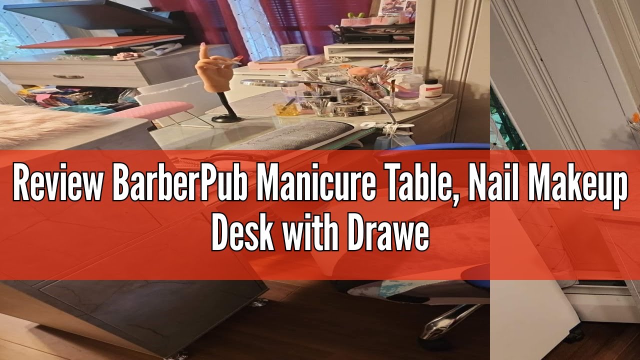 Review BarberPub Manicure Table, Nail Makeup Desk with Drawers, Storage Beauty Salon Workstation 261