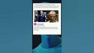 Anthony Hopkins in The Silence Of The Lambs(1991) won an Oscar(Best Actor) with 16mins screentime