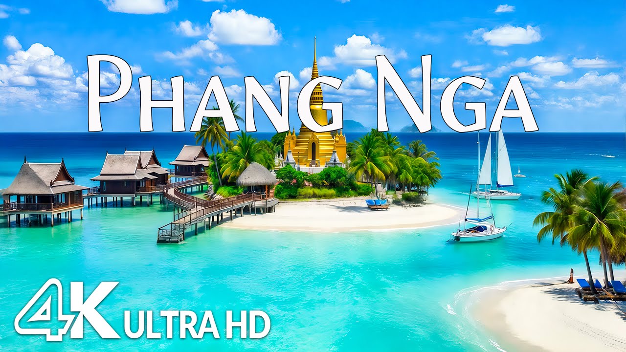 Phang Nga, Thailand 4K – Karst Mountains, Turquoise Sea & Tropical Bay Paradise | Relaxing Music