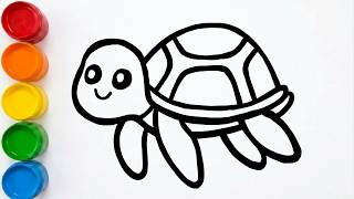 How to Draw an Easy Turtle Step by Step 🐢💚 | Cute Animal Drawing & Coloring Tutorial