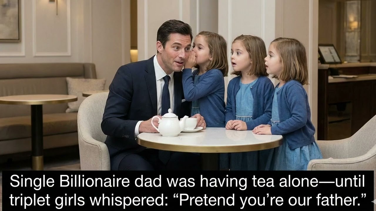 Single Billionaire dad was having tea aloneuntil triplet girls whispered   Pretend you're our fathe