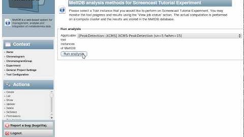Start XCMS peak detection tool