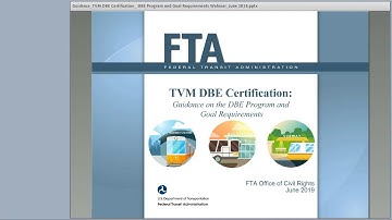 TVM DBE Certification: Guidance on the DBE Program and Goal Requirements