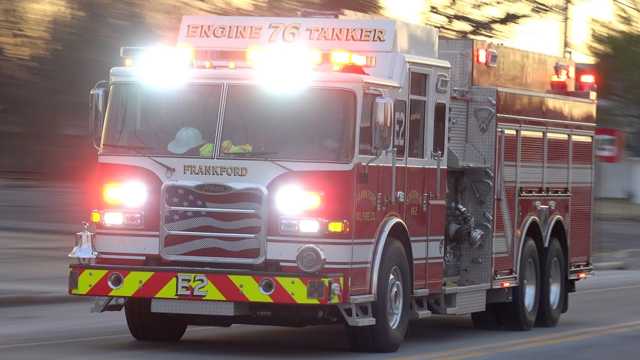 Frankford Volunteer Fire Company Engine Tanker 76-2 Responding - YouTube