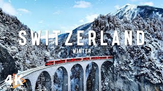 Switzerland 4K ❄️ Winter Wonderland on Scenic Train Journeys Through the Alps - Relaxing Music
