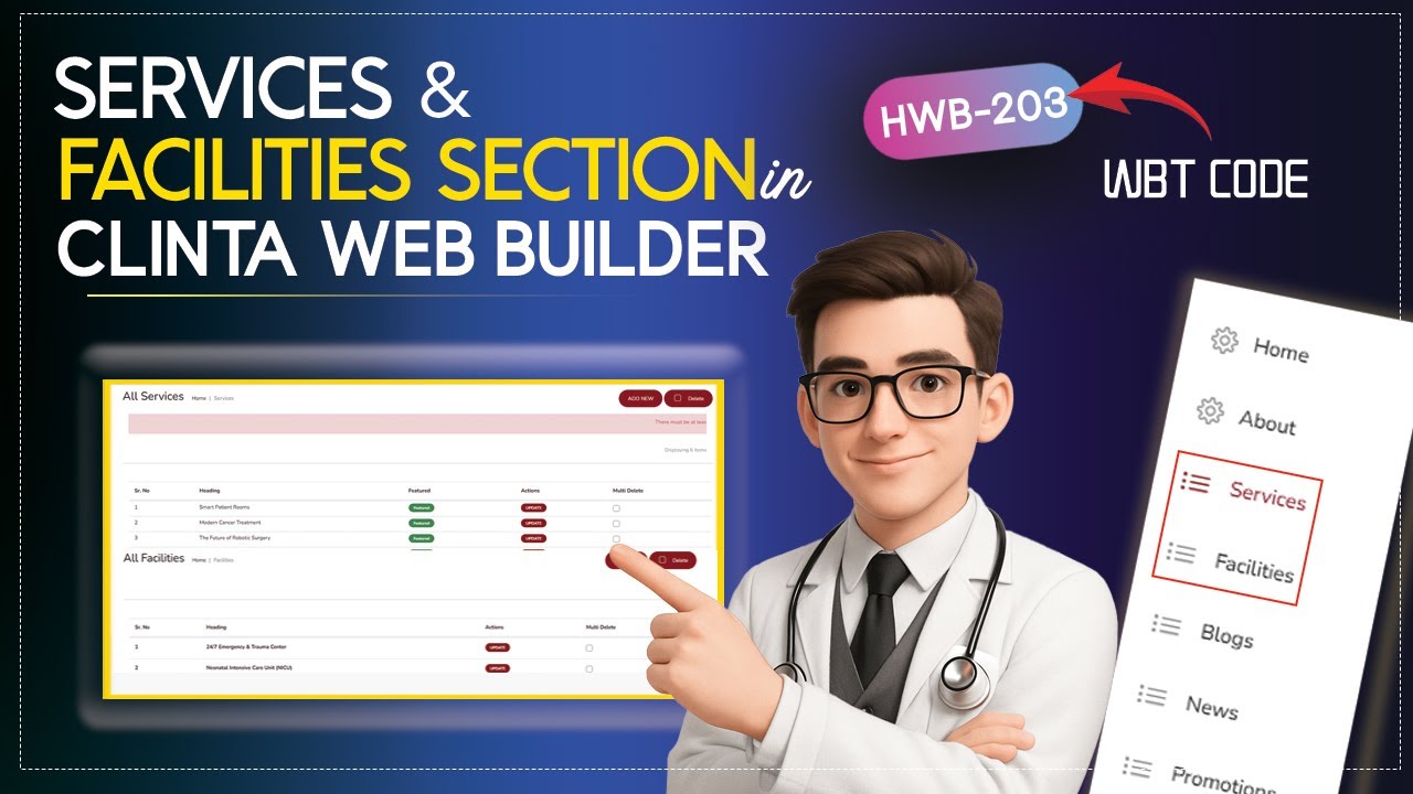 Service & Facilities Section in Clinta Web Builder