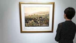 ヒロ・ヤマガタ　「万葉路」　奈良県　絵画　風景画　大和路　インテリア　シルクスクリーン　版画
