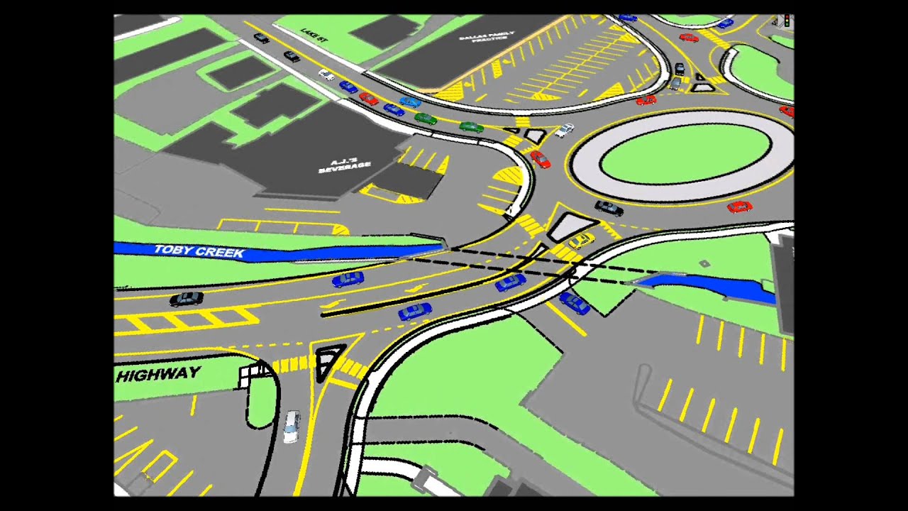 Dallas 5-Leg Roundabout Simulation - U-Turn from Machell Avenue - YouTube