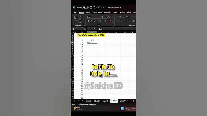 How to Type 1st, 2nd, 3rd with Superscript Using Formula in Excel | Superscript Trick | SakhaED