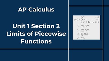 AP Calculus - Unit 1 - Section 2 - Limits of Piecewise Functions