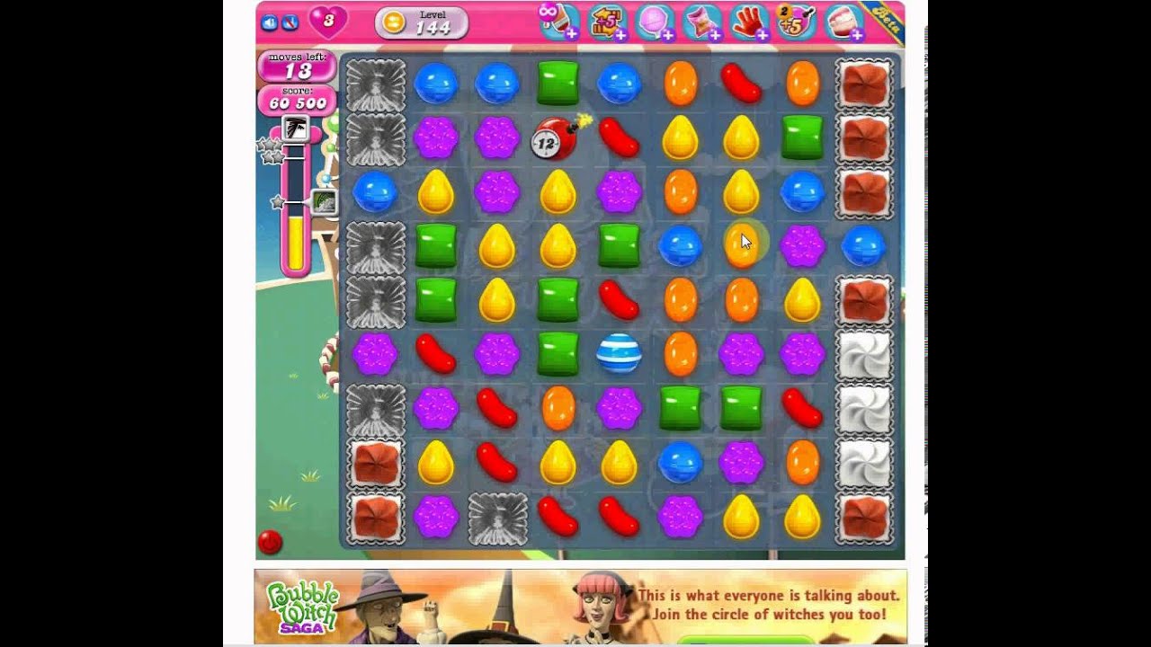 Candy Crush Saga Level 144 - YouTube