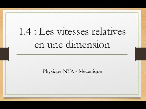 NYA - 1.4 - La vitesse relative en une dimension